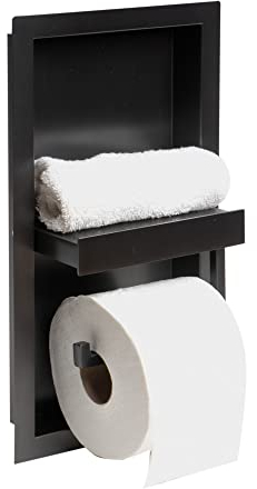 AlFI brand ABTPNP88-BB Badezimmer-Regal/Toilettenpapierhalter, Schwarz gebürstet