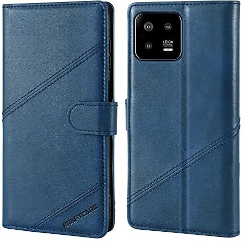 KRAFTCARE Handyhülle für Xiaomi 13 Pro Hülle | Klapphülle mit Premium PU Leder, 3 Kartenfächer + Geldscheinfach, Ständer, Stoßfeste, RFID Blockierung, Navy Blau