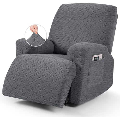 VANSOFY Stretch Recliner Chair Cover, Slipcover, Dark Gray, 1 Seater