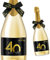 Giftota Lot de 2 étiquettes pour Bouteilles d'anniversaire et 40 nœuds – Étiquettes de vin personnalisées Autocollantes pour vin Mousseux et Mousseux – Décoration d'anniversaire pour 40 Ans – Cadeau