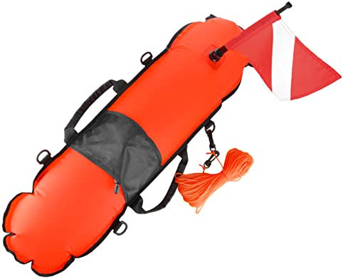 HUIOP Swim Float, Inflatable Float Scuba Diving Surface Marker Signal Float with Dive Flag 78LBS Maximum Buoyancy Bearing Weight for Scuba Diving Spearfishing Snorkeling Swimming