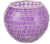 PHOTOPHORE MOSAIQUES Rond Verre Mauve Large