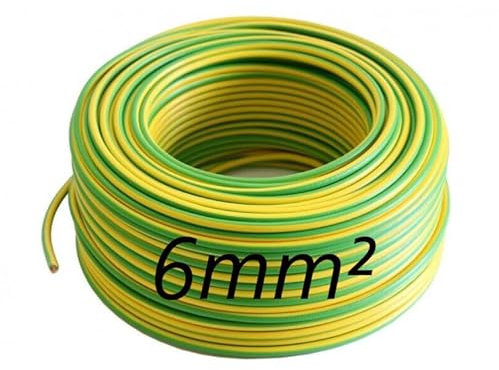 ENVIRON- Erdungskabel 6mm² [1-500m] H07V-K Einzelader Litze Leitung Einzelader flexibel Kabel Erdung (Grün-Gelb) (2 Meter)