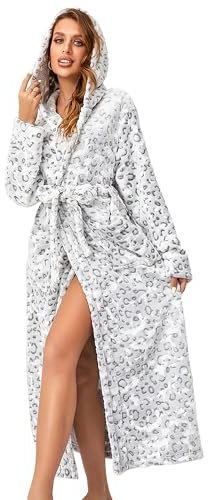 RONGTAI Accappatoi da donna in pile di peluche con cappuccio, camicia da notte spessa con tasche, soffice pigiama
