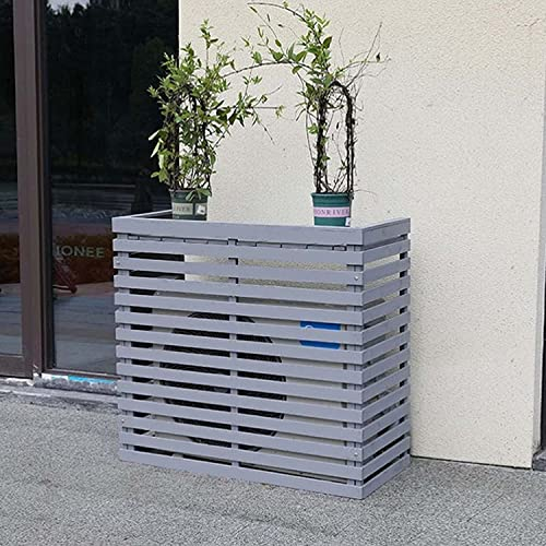 Zaunschirm für Außenklimaanlagen – hohe, wetterfeste Fensterläden, zentrale Klimaanlagenabdeckungen für Außengeräte (grau, L120 x B60 x H105 cm)