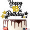 Gidobo 18th Birthday Cake Toppers, Black Gold Glittery Cake Decorations with Stars, Eighteen Years Old Birthday Party Supplies for Boys and Girls