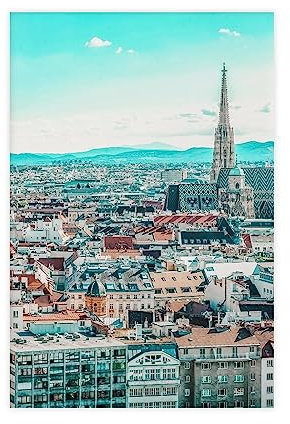 City Architecture Wien Farbposter Leinwand Poster Wandkunst Dekor Druck Bild Gemälde für Wohnzimmer Schlafzimmer Dekoration ungerahmt 30 x 45 cm