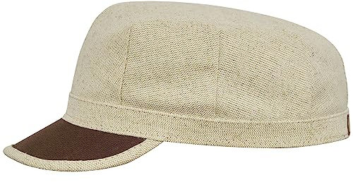 Sterkowski Engineer Trucker Cap | Leinen und Baumwolle Basecap für Herren und Frauen | Sonnenhut Herren Trucker Cap Herren Fischerhut Herren Sommer Basecap Herren Military Cap Herren 58 cm Beige