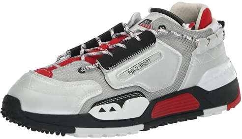 Polo Ralph Lauren Herren Ps200 Sneaker, Silber/Rl2000 Rot/Weiß/Schwarz, 49 EU