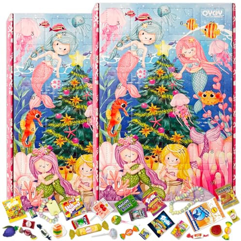 2er Set OYOY Adventskalender 2024 Kinder I Meerjungfrau Design I Kinder Adventskalender Mädchen I 24 unterschiedliche süße Überraschungen ohne Schokolade