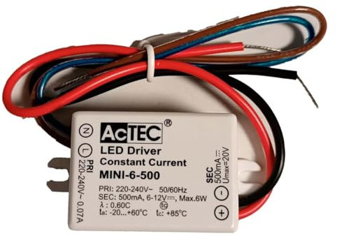 A2ZWORLD Led Driver, courant constant, 6 W 500 mA 6-12 V, mini alimentation pour bandes LED, 6 V-12 VDC, IP65