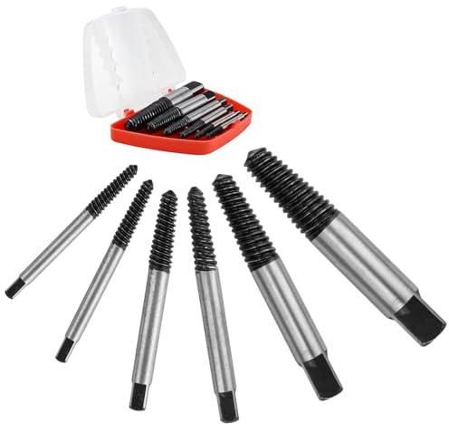 VIVIIHOO Lot de 6 extracteurs de vis professionnels - Pour vis et tuyaux endommagés - Avec boîte à outils - Kit d'extracteurs de vis pour réparations rapides