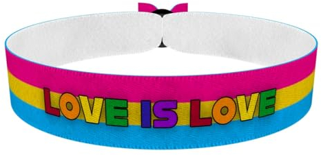 Pansexual - Love is Love bunt Stoffarmband - Wasserfestes Satin Armband - LGBTQIA+ Schmuck - Handgemachtes Unisex Armband - Statement Armband für Vielfalt und Stolz - Geschenk für LGBTQ