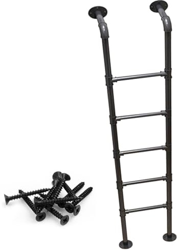 Échelle de grenier en fer forgé noir 3 m/9,8 pieds échelle superposée robuste pour loft à la maison, échelle de sortie de puits de fenêtre de sous-sol pour dortoir, bibliothèque, terrasse, camping-car