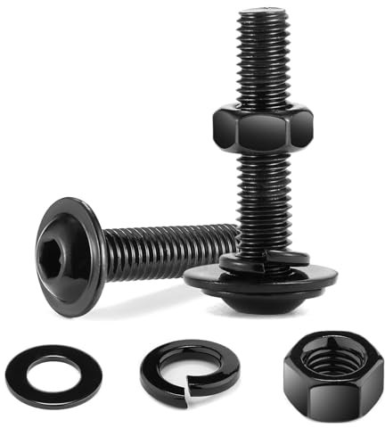 10 Stück M5x20 Schrauben, Linsenkopfschrauben Muttern und Unterlegscheiben Sortiment Kit, Edelstahl A2 V2A, Innensechskant, Vollgewinde, Schwarzoxid