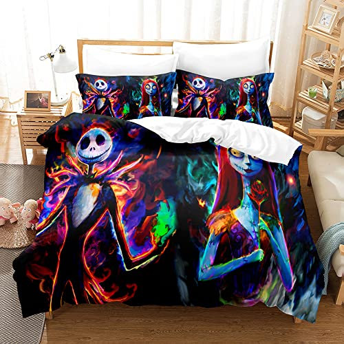 Ste-X Bettbezug-Set Nightmare Before Christmas – Pflegeleicht Und Weich, Atmungsaktiv, Mit Kissenbezügen – Kissenbezuggröße (50 cm X 75 cm) (135x200cm,Halloween 03)