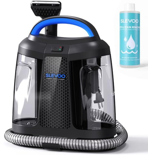 Slevoo 450W Portable Carpet Cleaner Machine with 1 Bottle Cleaning Solutions, Strong Suction Upholstery and Furniture Cleaner for Cleaning Stairs, Car Interiors, for Pet Footprint, Dust, Oil(AU-C003)