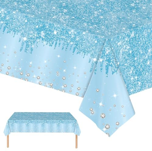 2 Stück Blau Tischdecke Party Einweg Tischdecke,137 x274cm Blau Diamant Tischdecke Wasserdicht Fleckschutz Rechteckig Tischdecke für Tische im Indoor und Outdoor Partys,Geburtstagsfeier,Hochzeit