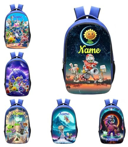 Cartoon Zombies Personalised Name Boys Girls School Bag Children Book Bag Blue Backpack 16'' Shoulder Rucksack Man Kid's Birthday Xmas Gift