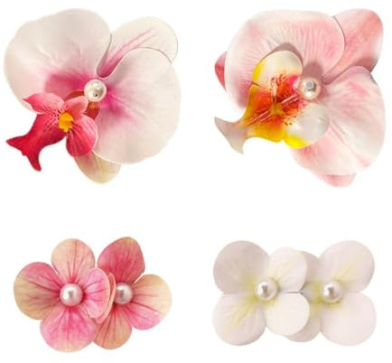 2 Pieces Large Flower Bloom Hair Clips, 2 Pieces Flower Pearl Hair Clips, Orchid Flower Hair Clips, Bohemian Flower Hair Clips, Butterfly Orchid Hair Clips, Hair Decoration Flowers