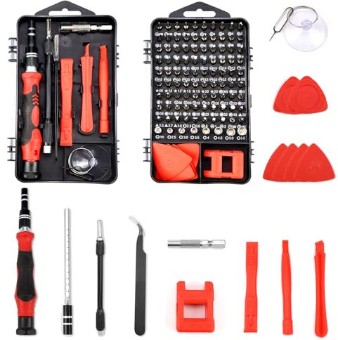 WPPQWP 115 in 1 Feinmechaniker Schraubendreher Magnetische Set, Mini Feinmechaniker Werkzeug Set Profi, Für Pc Computer Iphone Laptop Tablet Ps5 Xbox Spielzeug Uhren Kamera Brillen(Red)