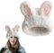 TRADERPLUS Mütze mit Hasenohren, Plüschmütze, Hase, gehäkelt, Wintermütze, weiß