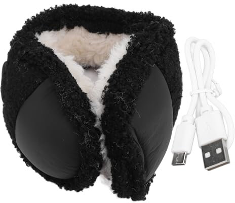 Qcwwy Winter Ear Muff, Rechargeable Electric Heating Winter Ear Muff Foldable Soft Plush Outdoor Ear Warmer with 3 Level Temperature Control for Travel