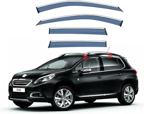 ZLSXTN Auto Windabweiser für Peugeot 2008 2013-2015,Acrylsäure Seitenscheiben Windabweiser Autofenster Regenschutz Integrierte Deflektoren Schutz Wind und Regen Einfache Montage Autozubehör