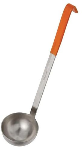 8oz - 236ml Heavy Duty Stainless Steel Ladle with Orange Handle - 12