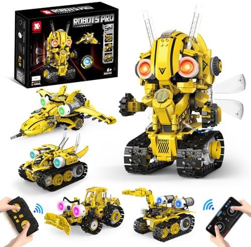 5-in-1 Technik Roboter für Kinder,Ferngesteuert Bauspielzeug mit App Programmierbar, Kinder Roboticset,RC Spielzeug Geschenk für Jungen und Mädchen ab 8 9 10 11 12+ Jahren.