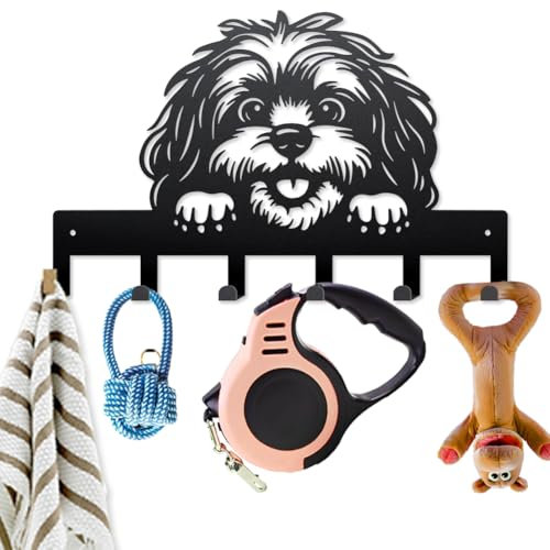 MAYJOYDIY Porte Clés en Métal Chien de dessin animé Porte Manteau Mural Animaux compagnie 40×25cm Porte Clés Organisateur Rack avec 6 crochets pour Cadeaux Manteaux Chapeaux Serviettes Sacs Suspendus