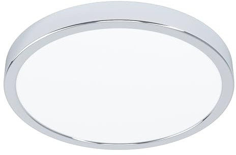EGLO LED Deckenlampe Fueva 6, Bad Deckenleuchte Ø 27,8 cm, Badlampe aus Stahl in Chrom und Kunststoff in Weiß, Badezimer Lampe, warmweiß-kaltweiß, IP44