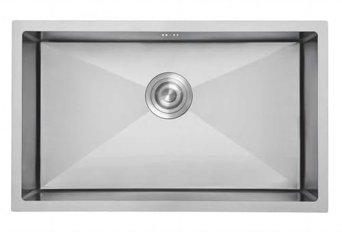 Gresinex - Fregadero Omega Bajo Encimera Insonorizado 20 cm Profundidad Negro y Acero Inox - Revestimiento Anticondesación- Grosor 2.5 mm + 1 mm. (Acero Inox, 75x45)