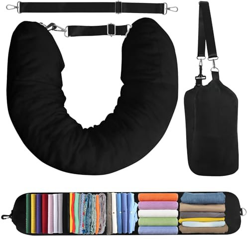 iophi Portatile Cuscino Cervicale Riempibile - Cuscino Cervicale Imbottito - Cuscino Da Viaggio Collo Multifunzionale A Forma Di U Con Tracolla Regolabile - Adatto A Viaggi In Auto, Aereo