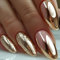 Lot de 24 faux ongles press on nails, taille moyenne, en forme d'amande, pailletés, dorés, à coller, en acrylique, pour femme, printemps, été