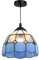 Alpinaluz Suspension Tiffany « LIVIA » - Abat-jour en verre bleu, blanc et transparent fait main Ø20 cm - Style classique - Culot E27 - Éclairage décoratif pour cuisine, salon ou entrée