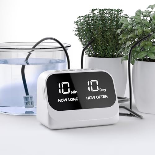 Sistema automático de riego de plantas, sistema de riego automático de plantas, kit de riego automático por goteo con temporizador programable, pantalla LED, sistema de riego interior de alimentación