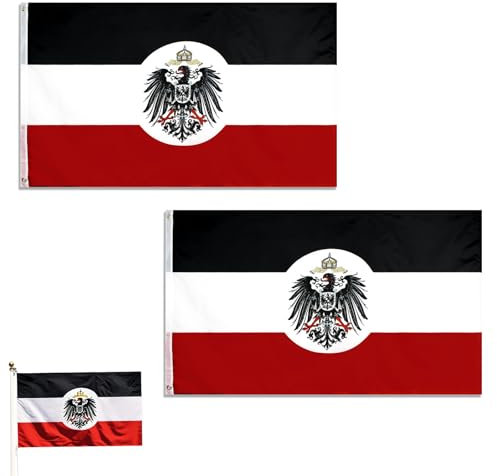 2 Pezzi Bandiera Tedesca Grande, Deutschland Fahne Germany Flag Bianco Germania Antica Bandiera Dell'aquila Adattato Asta Per Bandiera Da Stadio Asta Bandiera Stadio 150 x 90 Cm