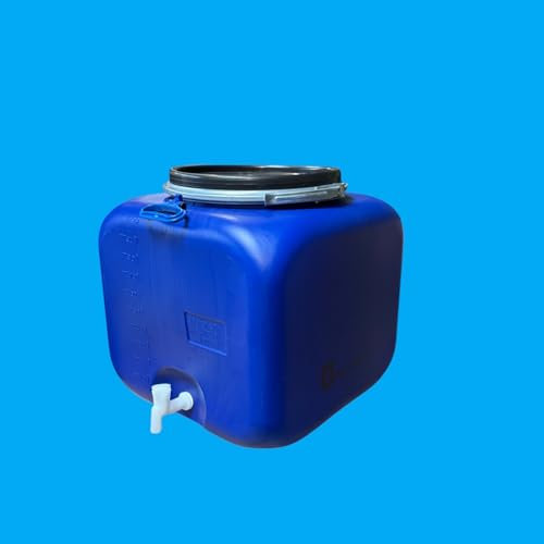 Bidon Plastique 100 litres Carré avec Robinet et Couvercle Ø34 cm – Réservoir Alimentaire Hermétique – Stockage Eau, Huiles, Aliments Solides – Forme Cube 50 x 50 x 50 cm