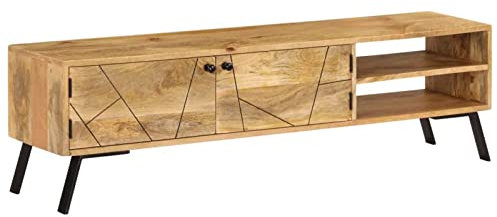 Meuble TV moderne en bois de manguier massif 140 x 30 x 40 cm