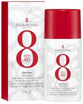 Elizabeth Arden - Eight Hour HydraPlay, Intensiv Feuchtigkeitsspendendes Fluid, Täglicher Schutz, Breitband SPF 40, Sonnenschutz, UVA/UVB, Vegane Antioxidantien, Nicht Komedogen, 50ml