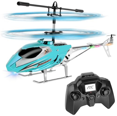 Aolso Elicottero Telecomandato,2.4 GHz Aereo Telecomandato con Controllo di Stabilità Giroscopica,Mantenimento Dell'altitudine,Luci LED,3.5 Canali Aereo Giocattolo per Bambini-Blu