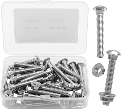 64 Stück Schlossschrauben M6 x 40mm aus Edelstahl – Flachrundkopfschrauben mit Vierkantansatz und Sechskant Flanschmuttern – Hochwertiges Muttern Set für Holz- und Metallverbindungen