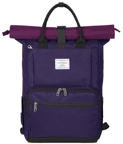 RAINSMORE Rolltop Rucksack Herren Groß Laptop Rucksack 15.6 Zoll Rucksack Wasserdicht Schwarz Backpack Schulrucksack Damen Reiserucksack Tagesrucksäcke
