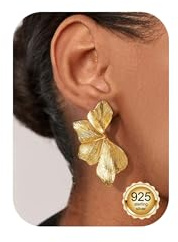 Chriscoco Blumen Ohrringe Silber 925 Hängend Damen Groß Statement Ohrringe | Hypoallergene,Ohrringe Gold Hängend,Vergoldet 14K Blumen Ohrstecker, Goldene Ohrringe,Leicht Florale Designohrringe
