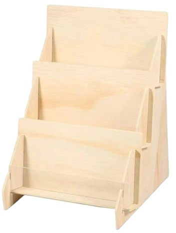 Generisch Grußkarten Display - 3-Stufiger Holzhalter - Postkarten Präsentationsständer | für Zuhause Hochzeitsfeier Messe Einzelhandelsgeschäft Handwerksmesse