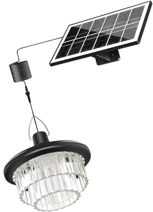 LLINthy Zeitgenössischer Solar Kronleuchter Für Außenräume Hocheffiziente Aufladung Kristallbesatz Landschaftsbeleuchtung Wetterfeste ABS PC Lampe
