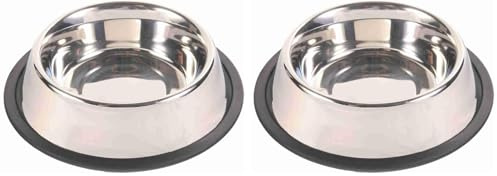 Trixie Heavy Weight Stainless Steel Dog Bowl, 0.9 Litre (Pack of 2)