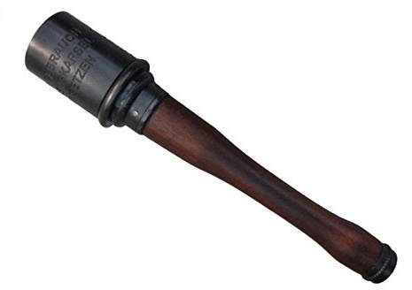Deutsche Stielhandgranate, I. u. II. WK, Holz und Metall, 35cm
