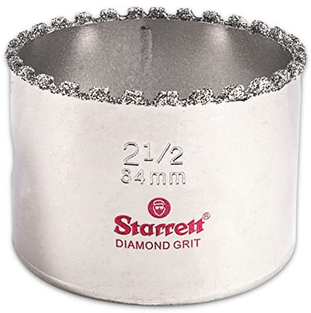 Starrett Diamond Grit Hole Saw - Ideal for Drilling Small Diameter Holes - 2-1/2 Diameter, 1-5/8 Cutting Depth, 5/8-18 Thread Size, XA2/XA10 Arbor Type, Silver - KD0212-N